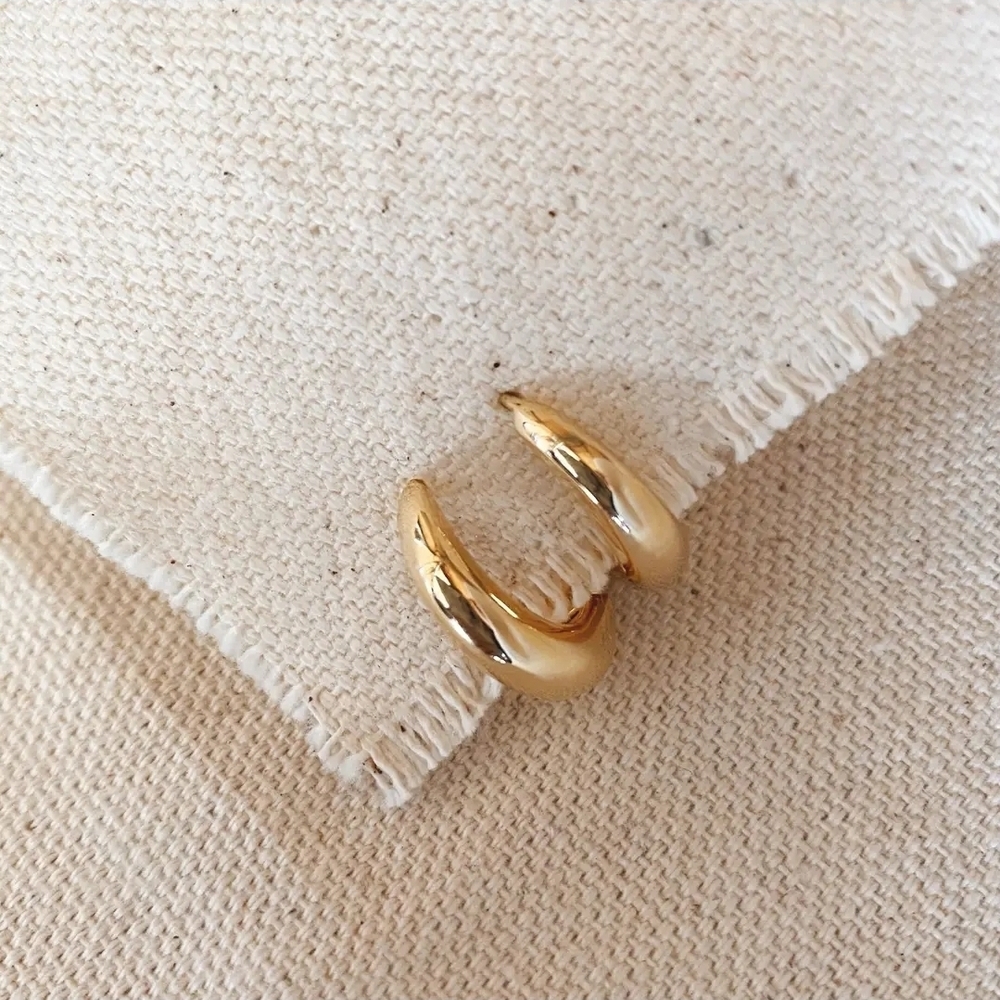 18 Karat Gold Filled Artisan Hoop Earrings